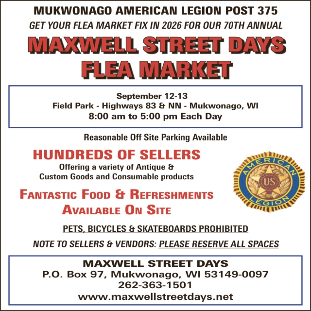 Maxwell Street Days Flea Market, Mukwonago American Legion Post 375, Mukwonago, WI