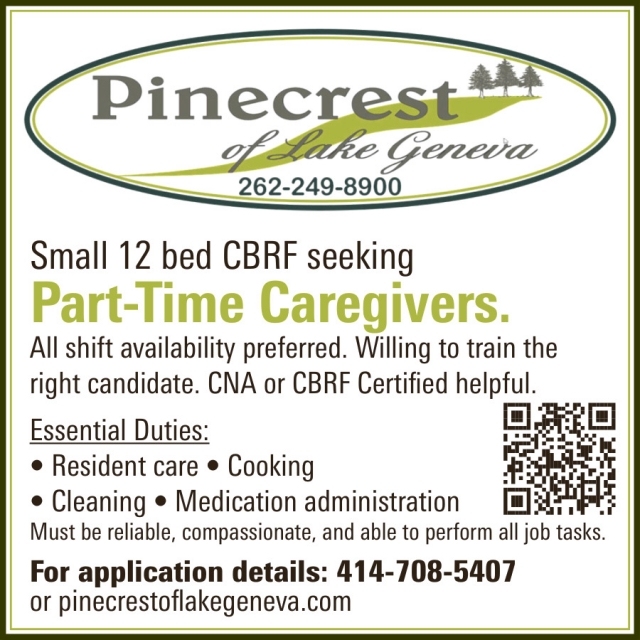 Part-Time Caregivers, Pinecrest Of Lake Geneva