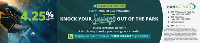 7 Or 11-Month CDS Available, Bank CMG, Lake Mills, WI