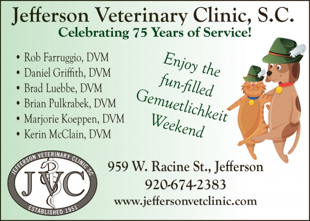Veterinary Services, Jefferson Veterinary Clinic SC, Jefferson, WI