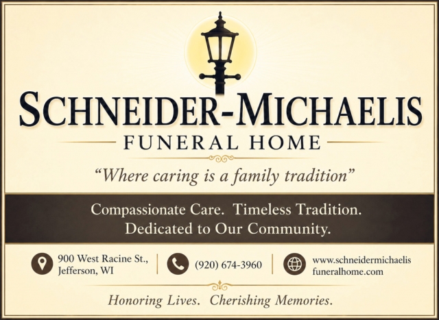 Funeral Services, Schneider-Michaelis Funeral Home, Jefferson, WI