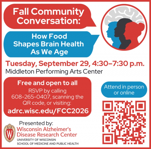 Fall Community Conversation, Wisconsin Alzheimer's Disease Research Center, Madison, WI