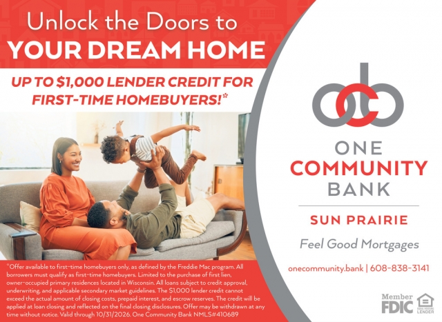 Unlock the Doors to Your Dream Home, One Community Bank Sun Prairie, Sun Prairie, WI