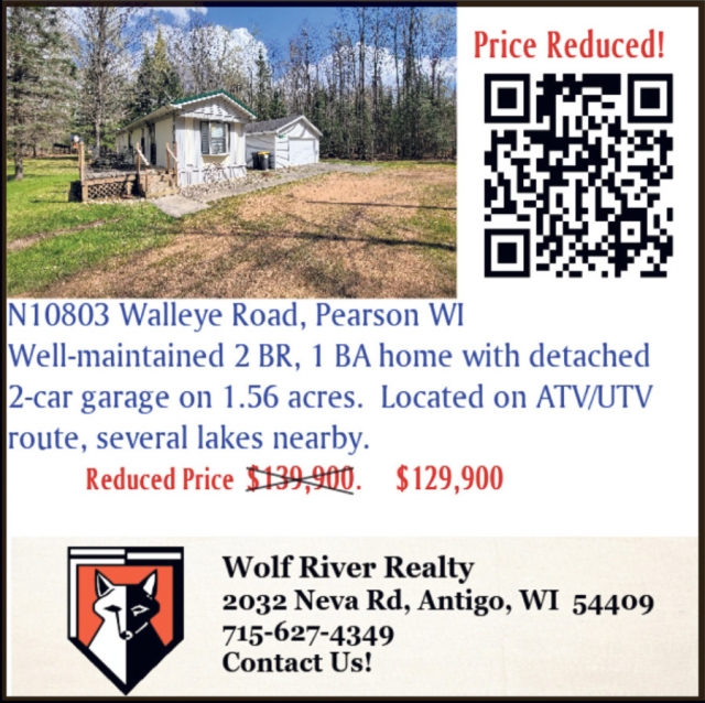 Price Reduced!, Wolf River Realty, Antigo, WI
