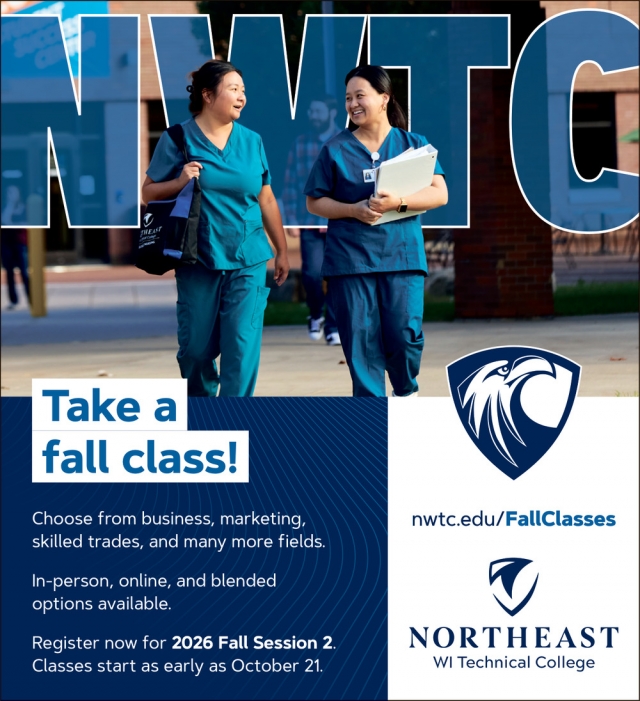 Take a Fall Class!, Northeast WI Technical College, Green Bay, WI