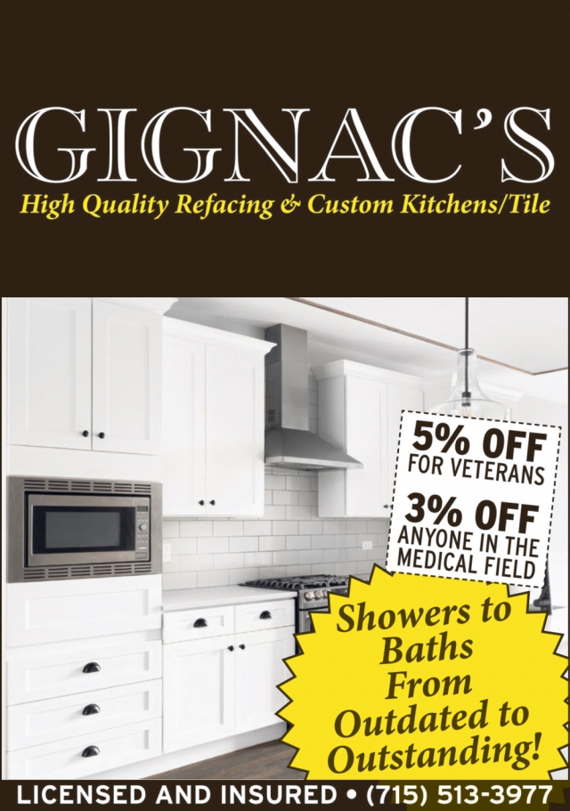 High Quality Refacing & Custom Kitchens/Tile, Gignac's, Marinette, WI