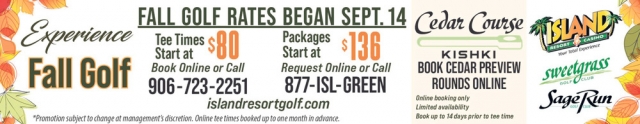 Experience Fall Golf, Island Resort & Casino, Harris, MI