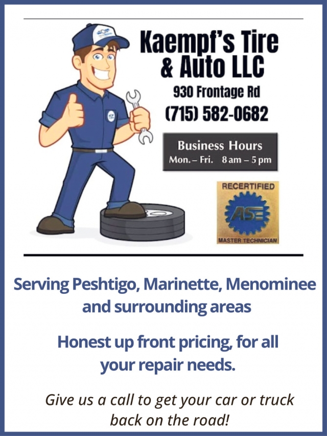 Tire Service, Kaempf's Fire & Auto LLC, Peshtigo, WI