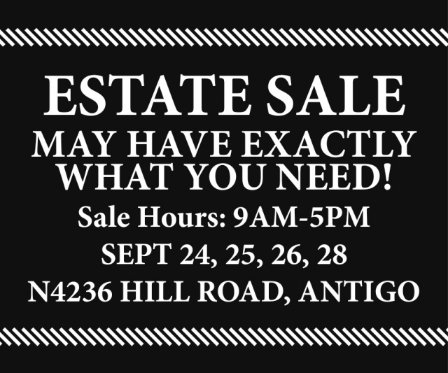 Estate Sale, Estate Sale (September 24,25,26,28, 2026)