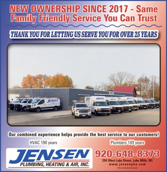 Plumbing, Heating & Air, Inc., Jensen Plumbing, Heating & Air, Inc, Lake Mills, WI