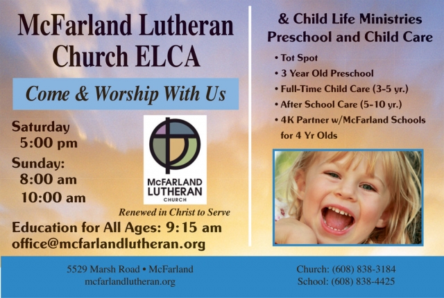 Worship with Us, McFarland Lutheran Church, Mcfarland, WI
