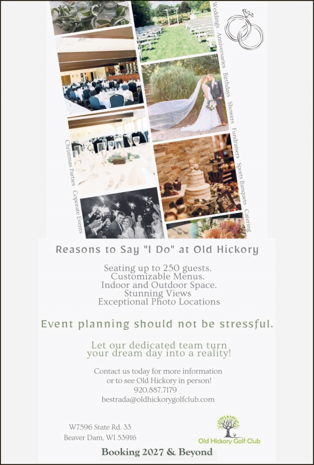 Event Planning Should Not Be Stressful, Old Hickory Golf Club, Beaver Dam, WI