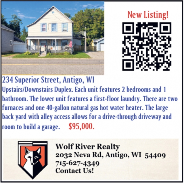 New Listing!, Wolf River Realty, Antigo, WI