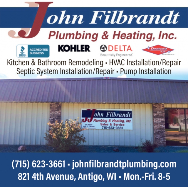 Plumbing Sales and Service, John Filbrandt Plumbing & Heating, Inc., Antigo, WI