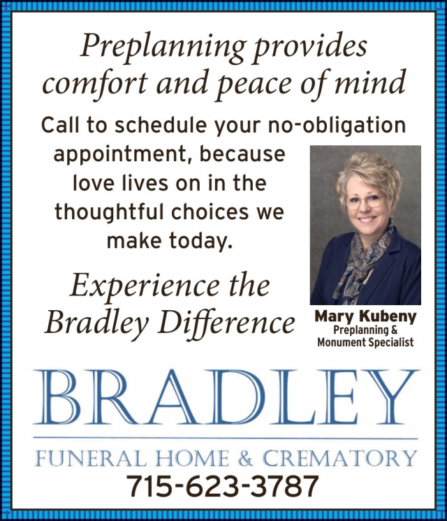 Experience the Bradley Difference, Bradley Funeral Home & Crematory, Antigo, WI