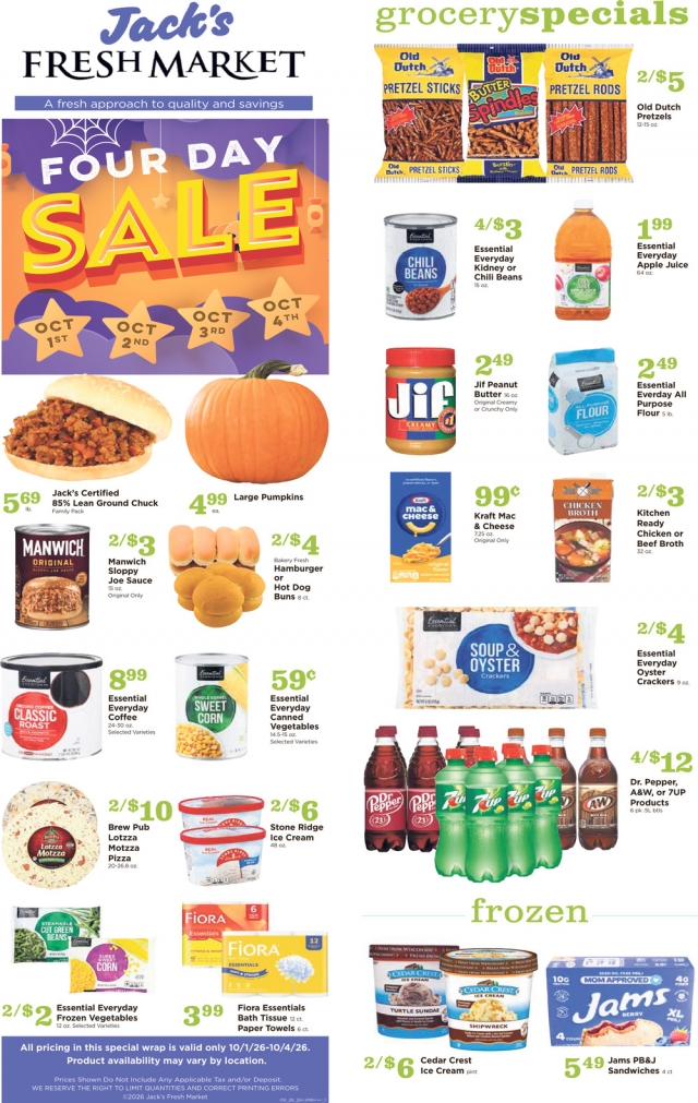 Four Day Sale, Jack's Fresh Market, Menominee, MI