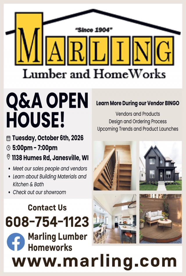 Q&A Open House!, Marling Lumber And Home Works, Janesville, WI