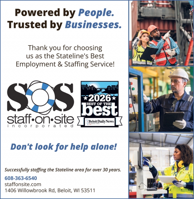 Powered by People. Trusted by Businesses., Staff On Site, Inc, Beloit, WI