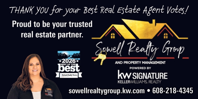 Thank You For Your Best Real Estate Agent Votes!, Keller Williams Realty Signature - Sowell Realty Group, Beloit, WI