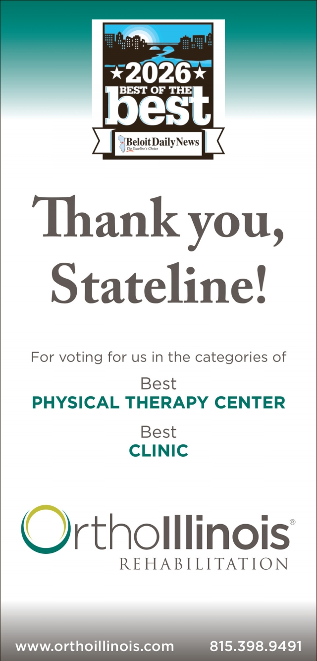 Thank you, Stateline!, OrthoIllinois Rehabilitation, Rockton, IL