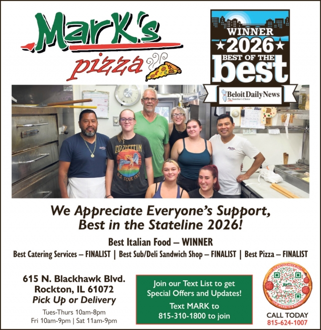 Best Italian Food, Best Pizza, Best Burger, Mark's Pizza, Rockton, IL