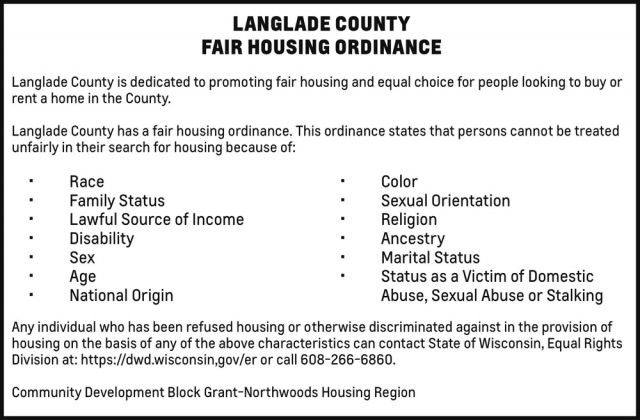 Fair Housing Ordinance, Langlade County