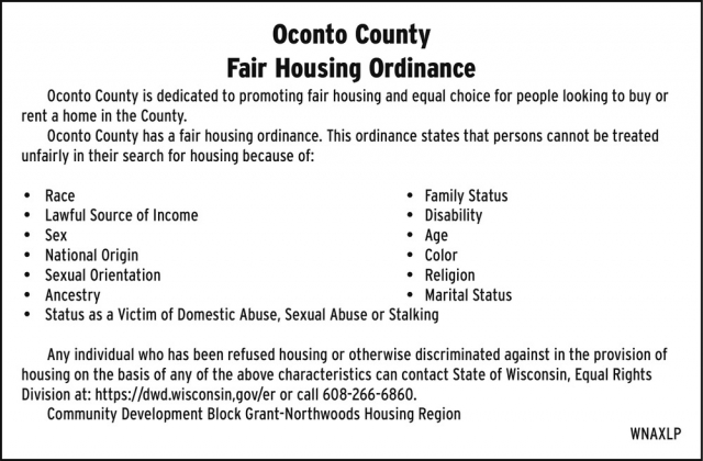 Fair Housing Ordinance, Langlade County