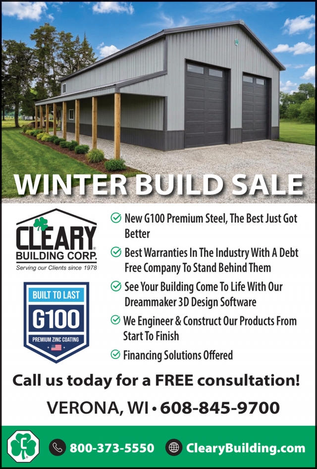 Winter Build Sale, Cleary Building Corp.
