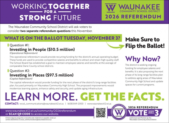 Working Together — For A Strong Future, Waunakee Community School District, Waunakee, WI