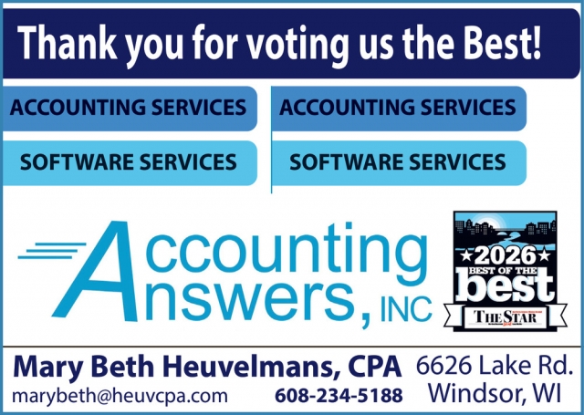 Accounting Services, Accounting Answers, Inc, Windsor, WI