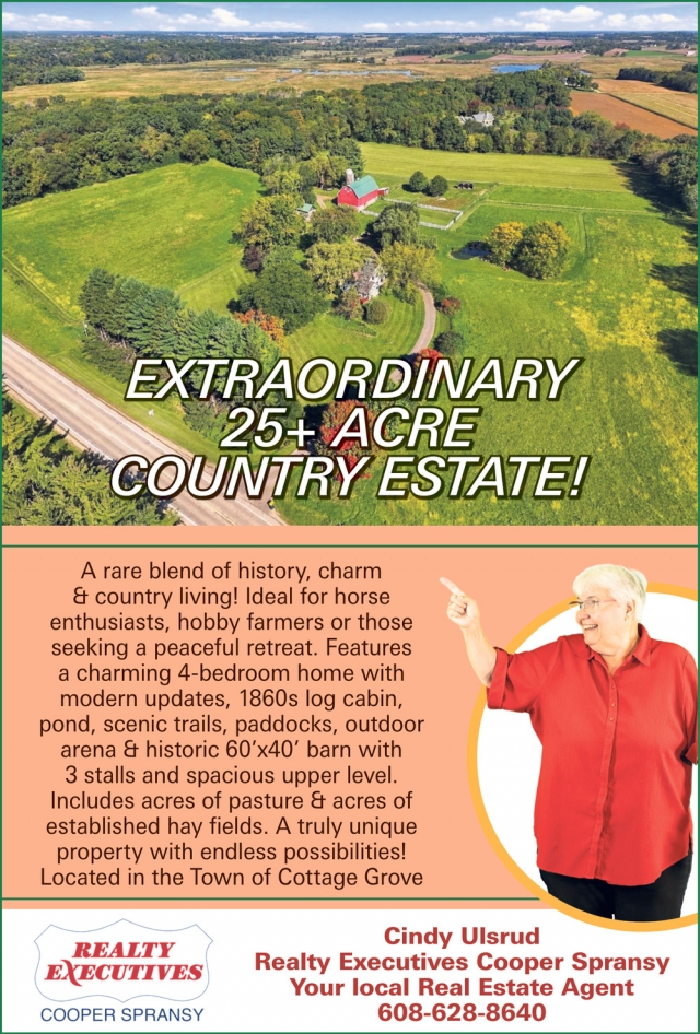 Extraordinary 25+ Acre Country Estate!, Re/Max: Cindy Ulsrud, Monona, WI