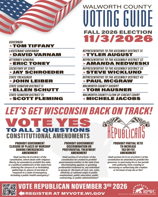 Voting Guide, Republican Party of Walworth County, Elkhorn, WI