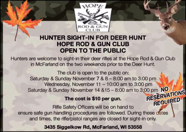 Hunter Site in For Deer Hunt, Hope Rod & Gun Club, Mcfarland, WI