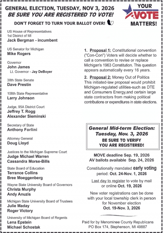 Your Vote Matters!, Menominee County Republicans