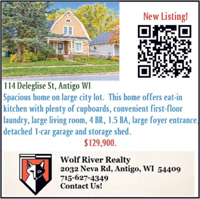 New Listing!, Wolf River Realty, Antigo, WI