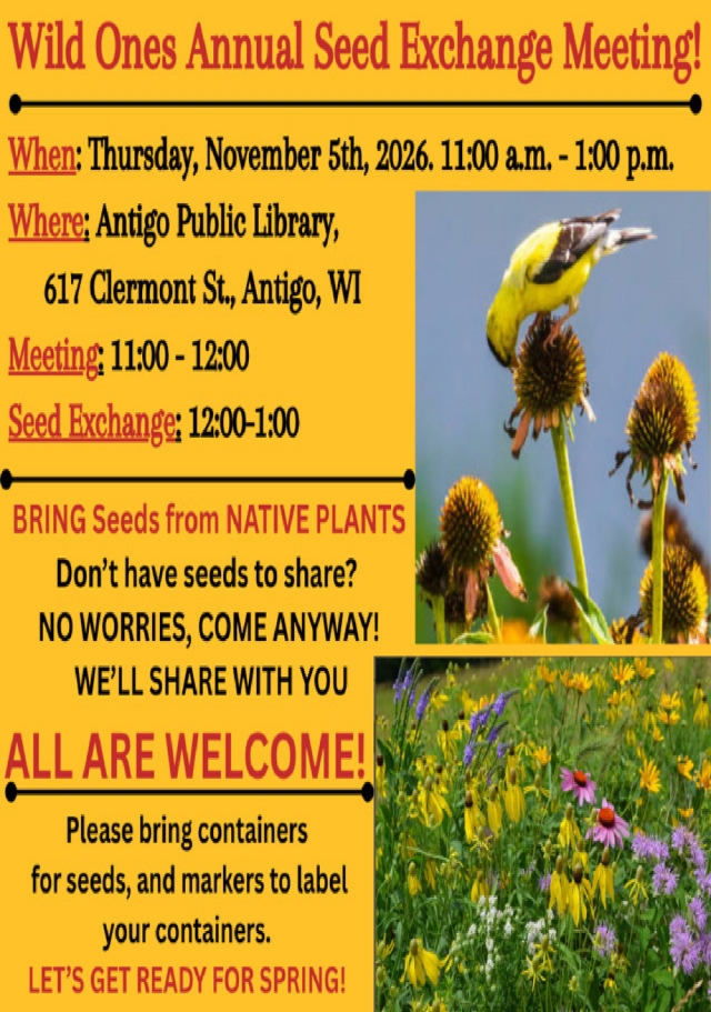 Wild Ones Annual Seed Exchange Meeting!, Wild Ones Northwoods Gateway Chapter, Deerbrook, WI