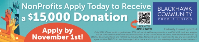Apply by November 1st!, Blackhawk Community Credit Union, Stoughton, WI
