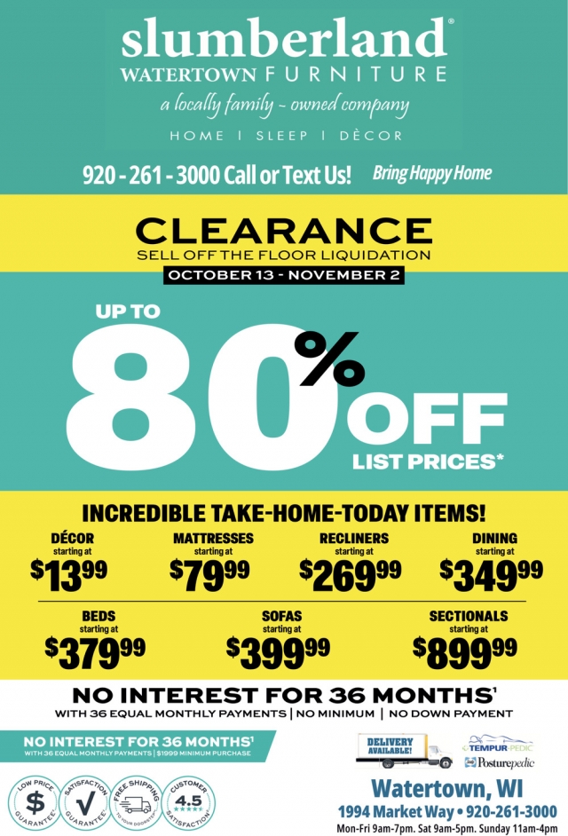 Clearance Sale, Slumberland Furniture - Watertown, Watertown, WI