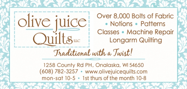 Over 8,000 Bolts of Fabric, Olive Juice Quilts, Onalaska, WI