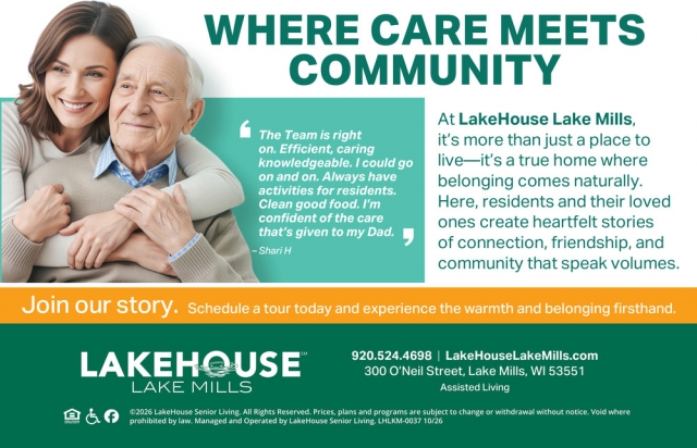 Where Care Meets Community, Brook Gardens Place, Lake Mills, WI