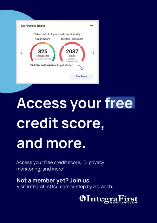 Access Your Free Credit Score, And More., IntegraFirst Federal Credit Union, Powers, MI