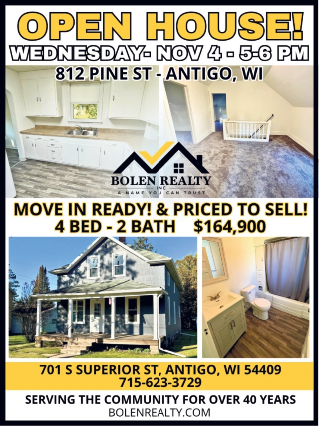 Open House!, Bolen Realty, Antigo, WI