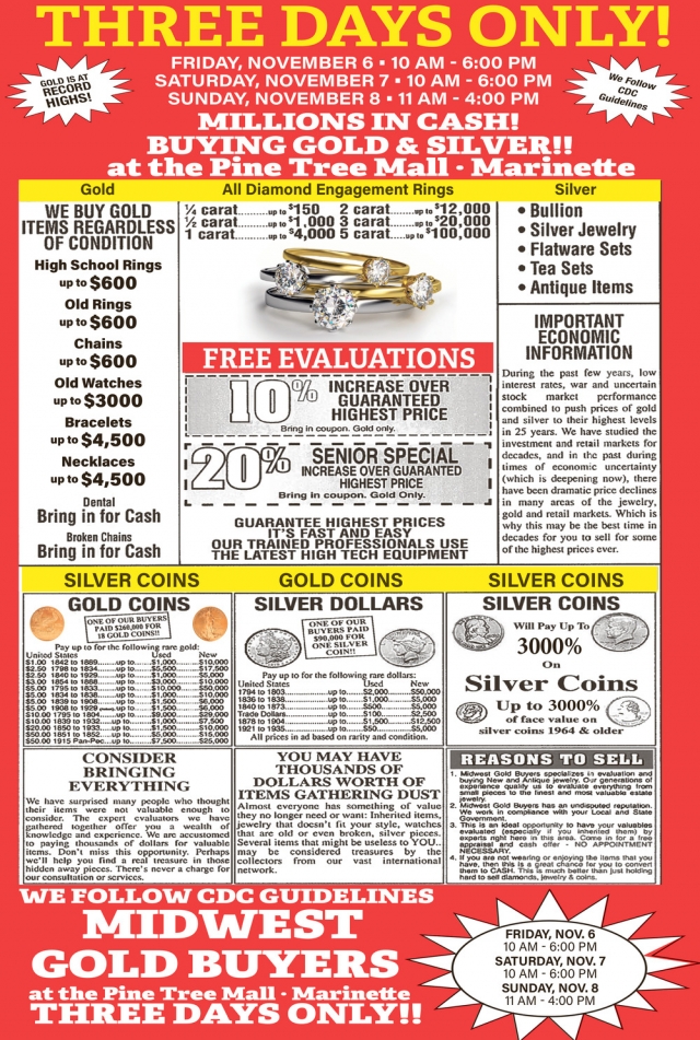 Three Days Only!, Midwest Gold Buyers at Holiday Inn Express & Suites Antigo, Antigo, WI