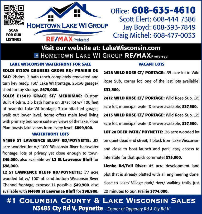 #1 Columbia County & Lake Wisconsin Sales