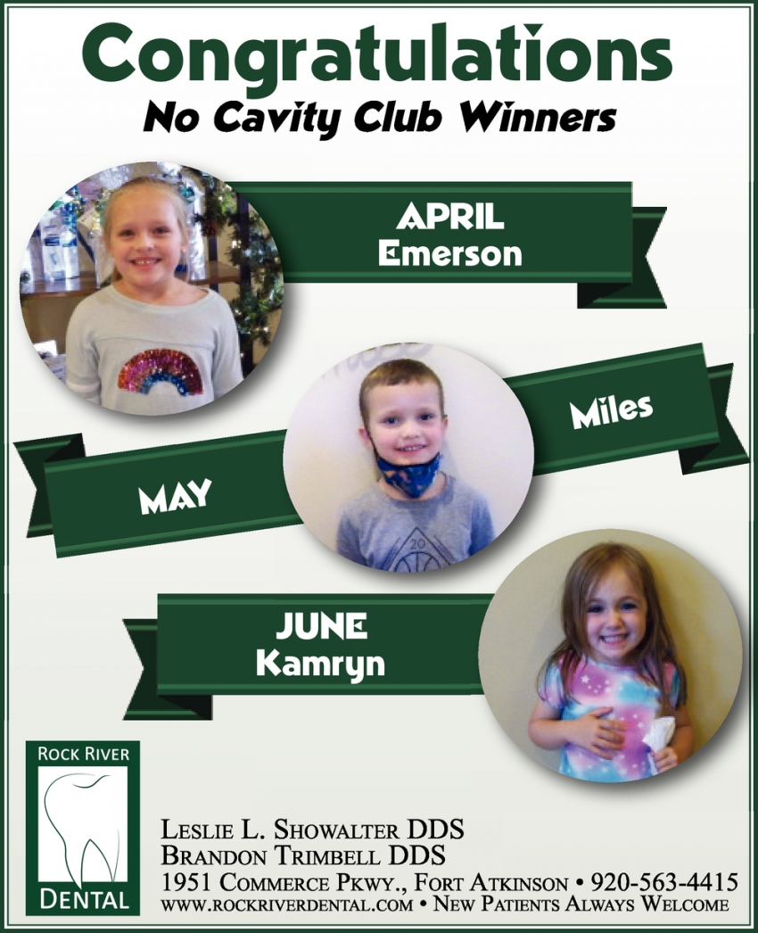 Congratulations No Cavity Club Winners
