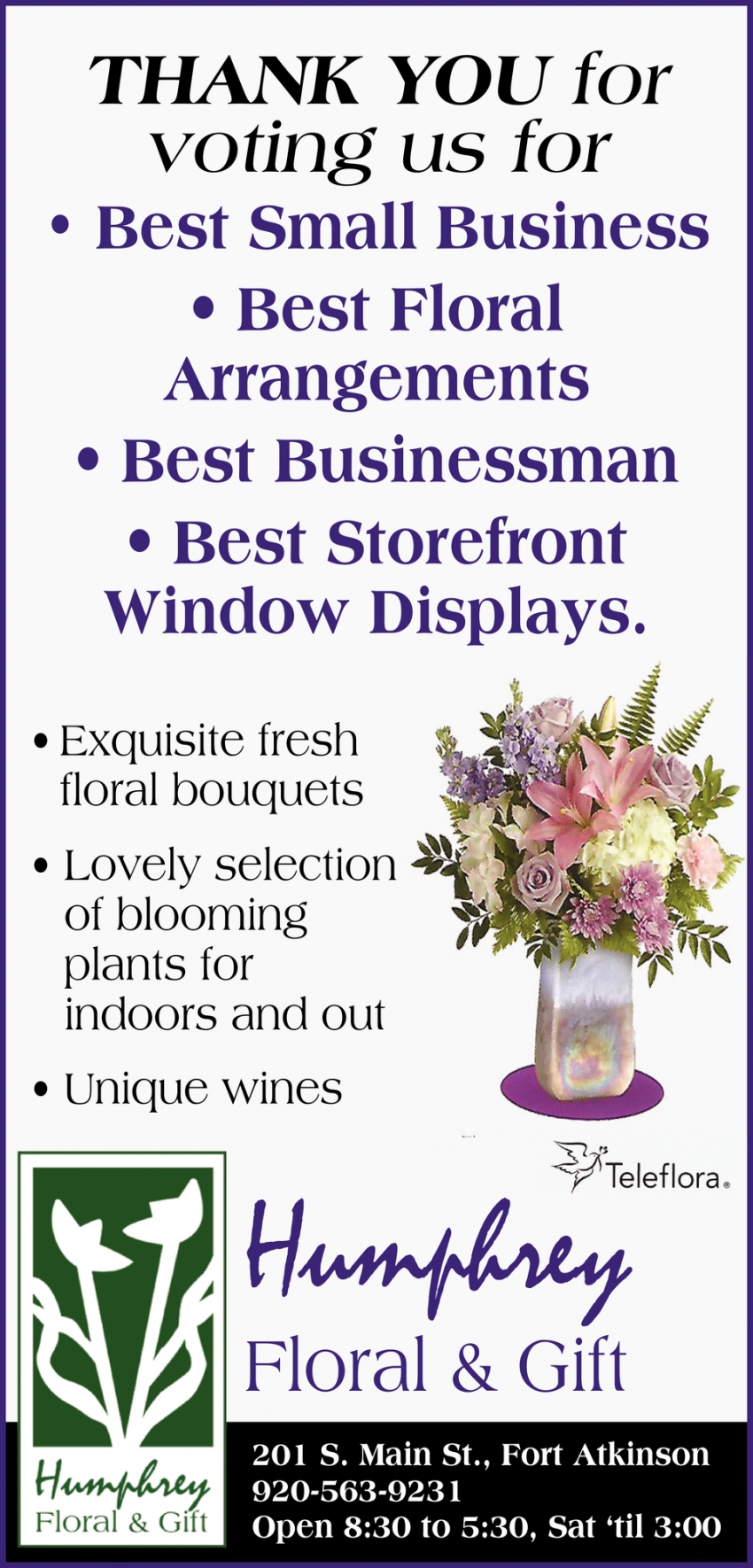 Thank You for Voting Us for Best Small Business