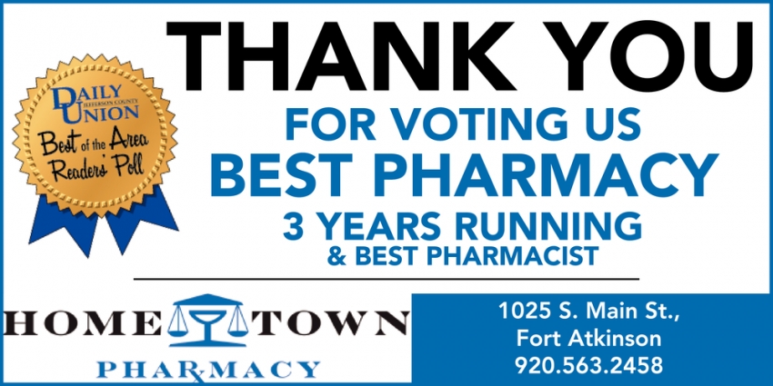 Thank You for Voting Us Best Pharmacy