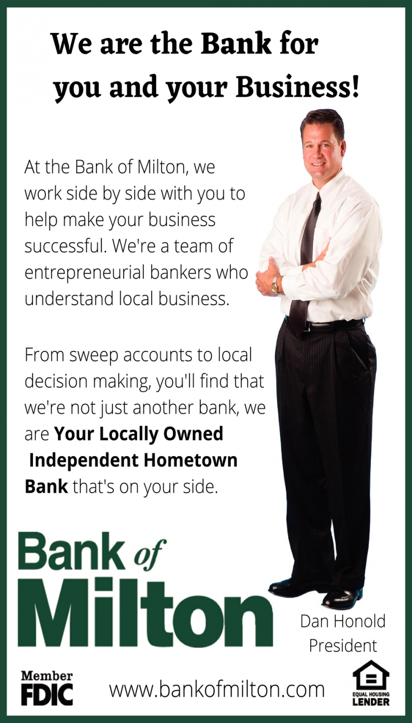 We Are The Bank For You And Your Business