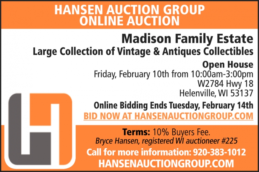 Hansen Auction Group Online  Auction