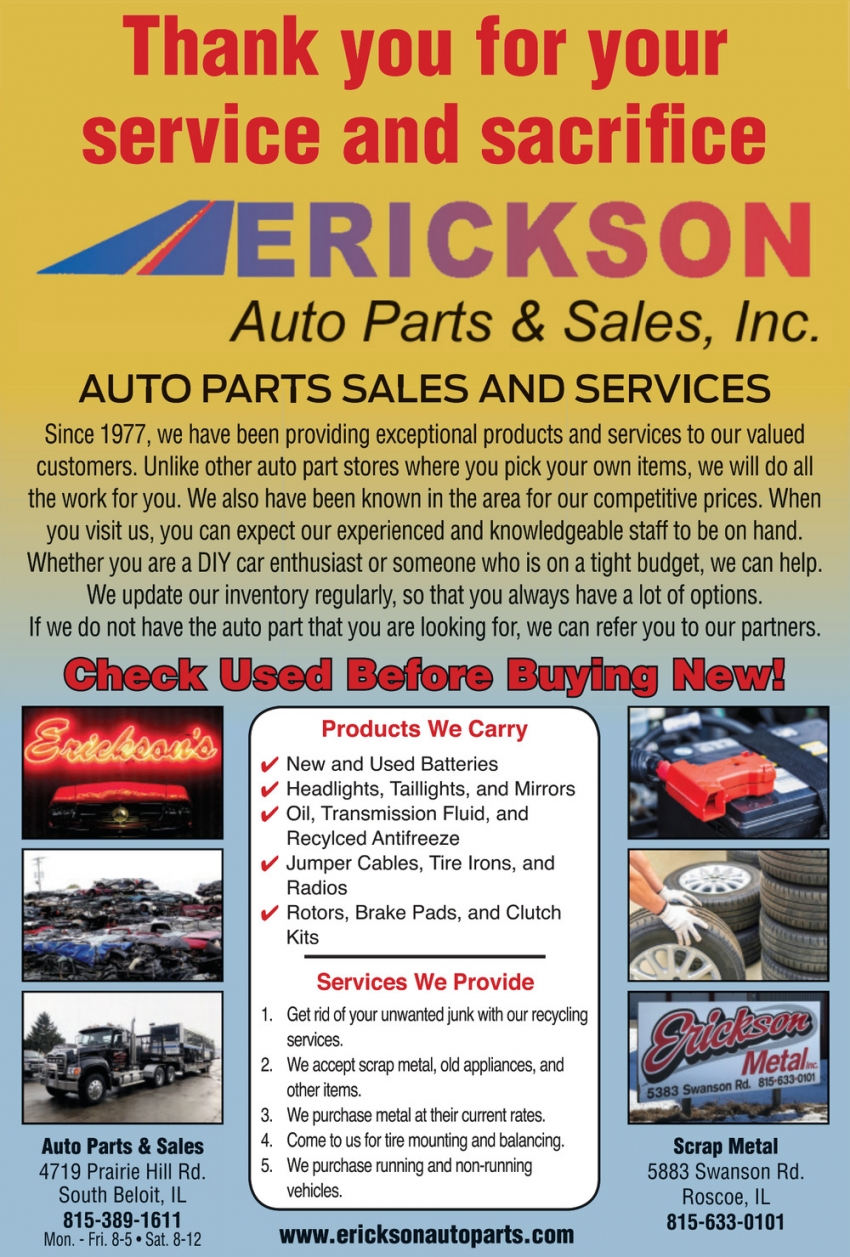 Erickson Auto Parts & Sales, Inc.